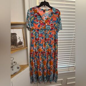 Vibrant Multicolor Floral Midi Dress